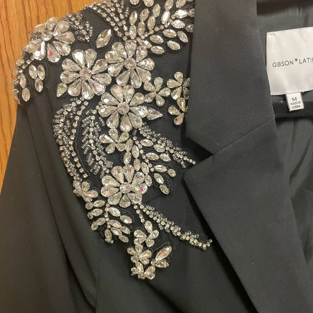 Gibson Latimer Black Crystal Embellished Blazer - Picture 1 of 5